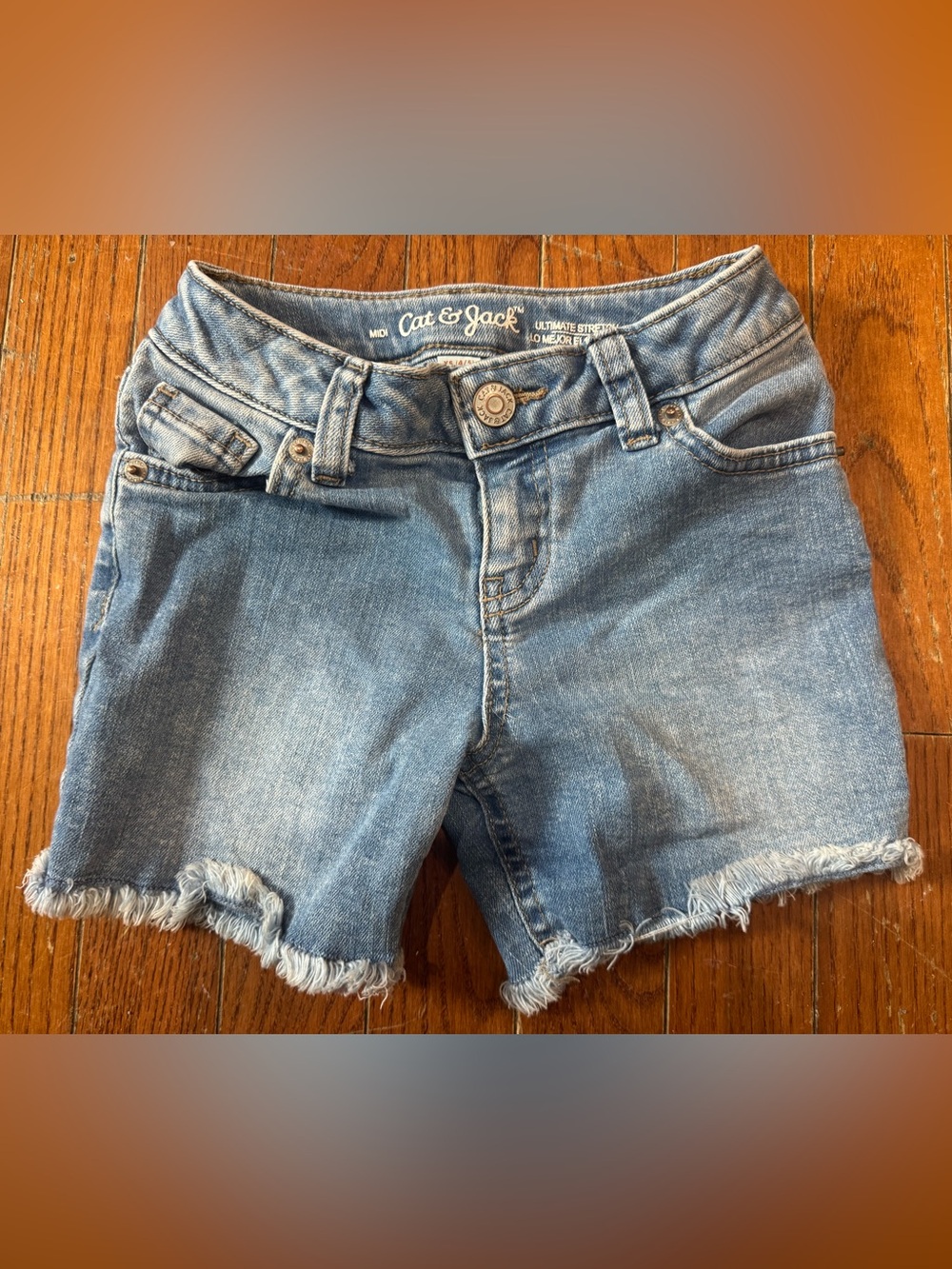 Cat & Jack Light Blue Frayed Denim Shorts